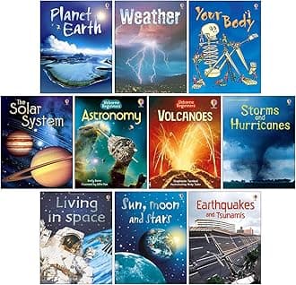 Usborne Beginners Science 10 Books Collection Set (Sun, Moon and Stars, Living in Space, Volcanoes, Solar System, Planet Earth, Earthquakes and Tsunamis & MORE!)