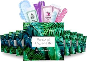 Menstrual Kit All-in-One 10 Pack | Convenience on The Go | Period Kit Pack for Travelling, Tweens & Teenager | Individually Wrapped Feminine Hygiene Product (Green Ferns)