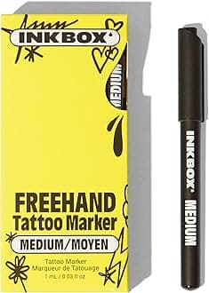 inkbox Freehand Tattoo Marker, Make Your Mark with Long Lasting Temporary Tattoo Marker Pen, For All Artists, For Now Ink - Fades Naturally, 1-Pack with Development Patches
