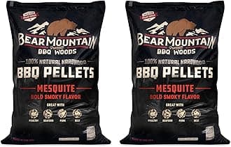 Bear Mountain 2-Pack Mesquite BBQ Wood Pellets for Smoker and Grill, 20 lb Bag - All-Natural Hardwood for Outdoor Barbecue Smoking and Grilling with Bold Smoke Flavor