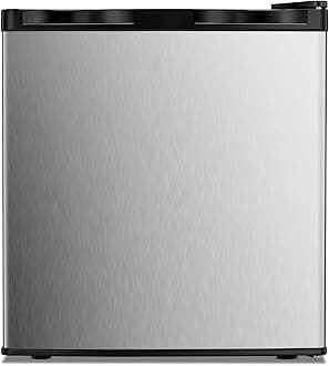 Kismile Mini Freezer,1.1 Cu.ft Upright Freezer with Reversible Single Door,Removable Shelves,Small Freezer with Adjustable Thermostat for Home/Kitchen/Office (Stainless Steel)