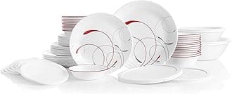 Corelle Vitrelle 78-Piece Service for 12 Dinnerware Set, Triple Layer Glass and Chip Resistant, Lightweight Round Plates and Bowls Set, Splendor