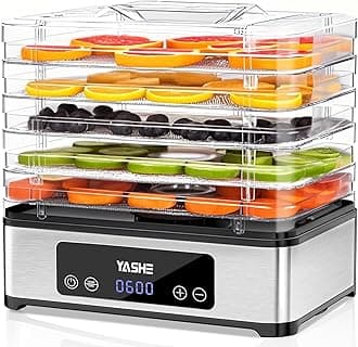 Food Dehydrator Machine, 5 Stainless Steel Trays Food Dryer, 48H Timer and Temperature Control, Recipes Book Included, 420W Dehydrators for Food and Jerky, Herbs, Meat, Fruit, Dog Treats