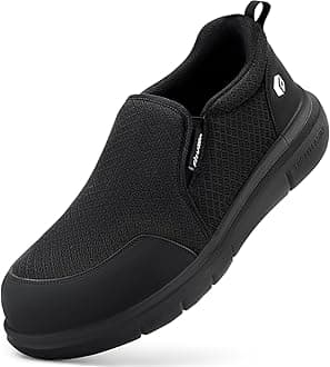 FitVille Slip On Work Shoes for Men Extra Wide Fit Composite Toe Industrial Safety Trainers for Wide Swollen Feet