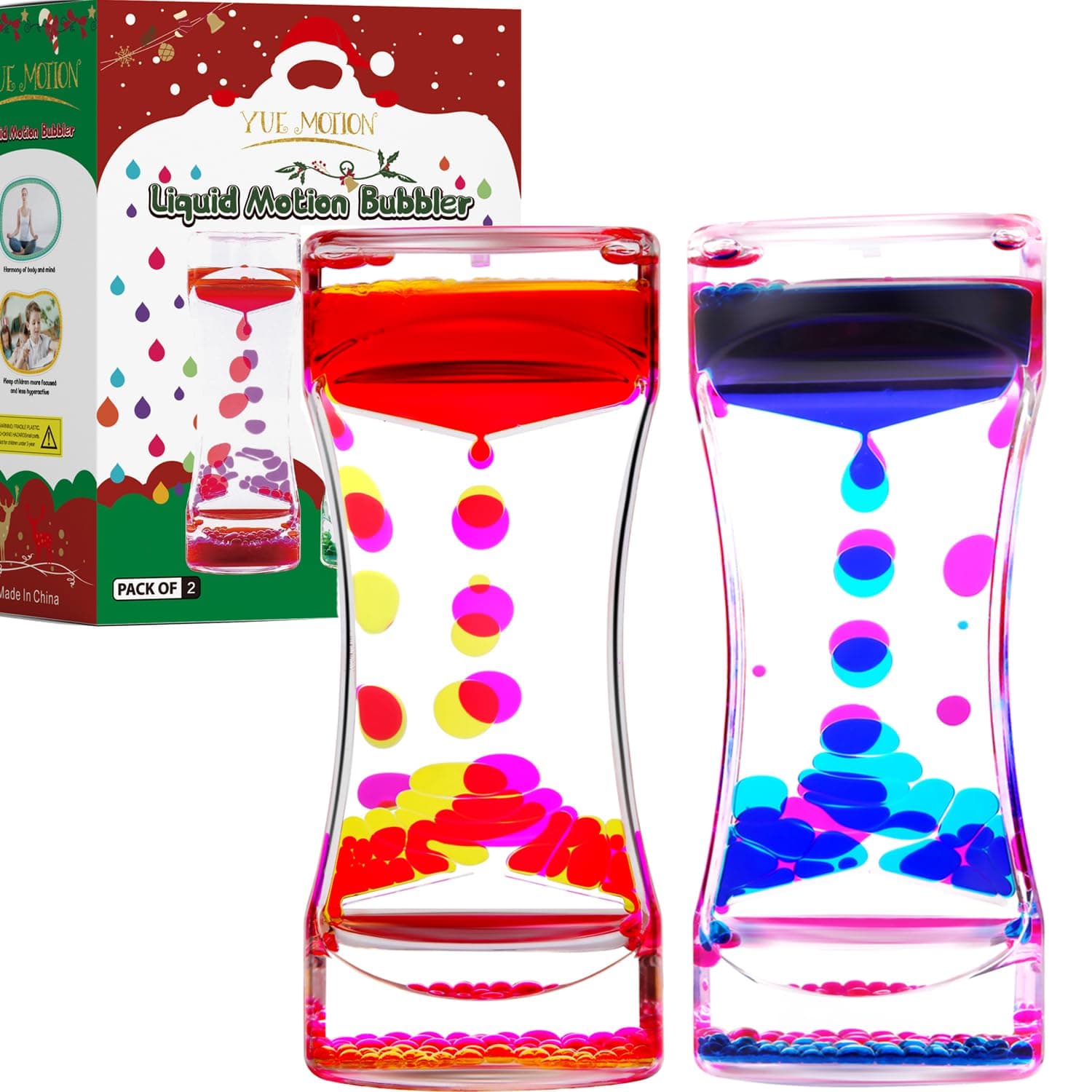 YUE MOTION Liquid Motion Bubbler - Sensory Fidget Desk Toy for Kids & Adults - Fidget Tubes for Stress Relief and Focus- Calming Visual Bubbler Toys for Classroom, Desk Decor, Gift Idea