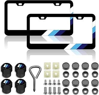 DGDRHZ License Plate for Tri-Color 3 ColorWhite Blue Blue Sports Premium Black Steel License Plate Holder Compatible All Vehicle License Plate Tag Cover Fit Accessories Included