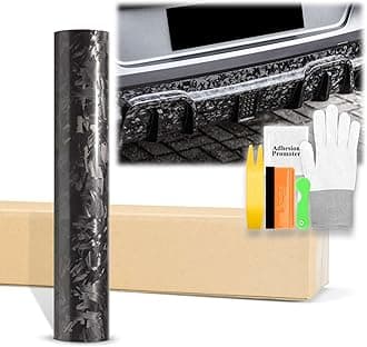 60"x180" (5FTx15FT) Gloss Black 24K Chopped Forged Carbon Fiber Textured Vinyl Wrap Auto Car Sticker Decal Sticker Film Sheet Bubble Free Air Release Technology with Tool Kit