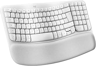 Logitech Wave Keys for Mac, Wireless Ergonomic Keyboard with Cushioned Palm Rest, Comfortable Natural Typing, Bluetooth Keyboard, Easy-Switch, Optimised for Mac, Apple, iPad - Off White - QWERTY