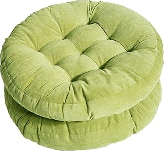 Tiita Round Chair Cushions 22"x22" Indoor/Outdoor Floor Pillows Cushion for Patio Furniture Seat Pads Meditation Pillow for Yoga Living Room Sofa Balcony Set of 2, Green
