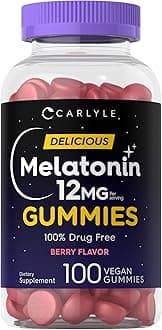 Melatonin Gummies 12mg | 100 Count | Berry Flavor | Vegan Supplement | Non-GMO, Gluten Free