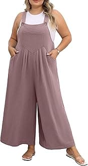 OLRIK Plus Size Jumpsuit for Women Wide Leg Adjustable Straps Romper Waist Loose Fit Overalls with Pockets Teacher Outfits