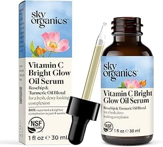Bright Glow Face Serum, Vitamin C Serum, Rejuvenate Dull Skin, Hydrating, Promotes Brighter-looking Complexion, Skin Care with Vitamin E, Organic Jojoba Oil & Rosehip Oil, 1 fl oz w ebook