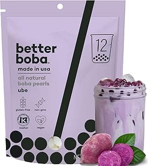 Better Boba All-Natural Ube Boba Pearls 8 Oz | Kosher, Vegan, Gluten-Free, Non-GMO Tapioca Boba Balls for Bubble Tea, Desserts | 12 Servings | No Preservatives | Made in USA