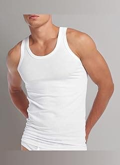 3 Pack Mens Classic Sports 100% Cotton Interlock Singlet Sleeveless Undershirt Vests in Mixed Blues or White