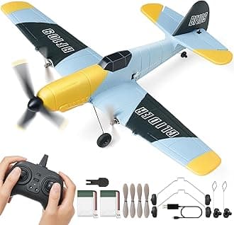 VEVOR RC Plane, 2.4GHZ 3 Channel RC Airplane with 6-Axis Gyro Stabilizer&2 Batteries, Ready to Fly BF-109 Fighter Aircraft Plane Toy for Adults Kids Beginners Boys Birthday/Xmas Child Gift