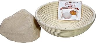 Saint Germain BakeryPremium Round Bread Banneton Basket with Liner - Perfect Brotform Proofing Basket for Making Beautiful Bread (10 inch)