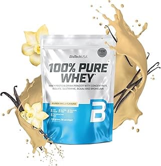 100% Pure Whey | Protein Powder with BCAA and Glutamine | Gluten-Free, Palm Oil Free | 21g Protein per Serving, 454 g, Bourbon Vanilla