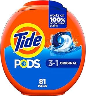 PODS laundry detergent pacs, 3-in-1 Stain Remover, Odor Fighter, Color Protector, 81 Count, HE compatible, Original Scent