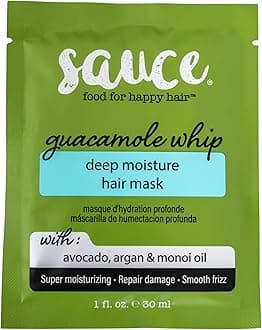 SAUCE BEAUTY Hair Mask Treatment - Guacamole Whip Deep Moisture Mask Packette with Avocado, Jarrah Honey, Argan Oil, and Monoi Oil - Repair Damaged or Dry Hair - Improve Shine and Silkiness