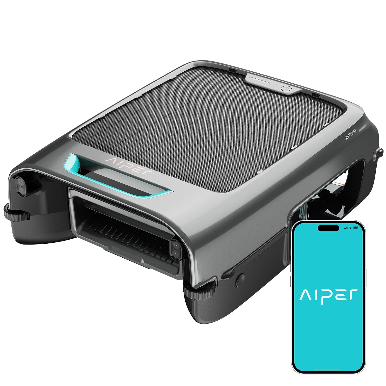 AIPER Surfer S2 Solar Pool Skimmer with APP Support, 24/7 Cleaning, Dual Charging Modes, Smart Obstacle Avoidance, Ideal for All Swimming Pool Types
