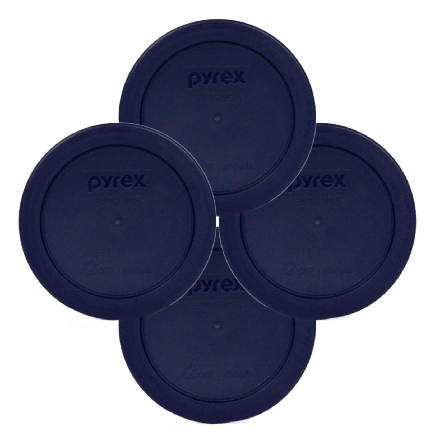 Pyrex 7200-PC 2-Cup Blue Food Storage Replacement Lid (4-Pack) - Made in USA
