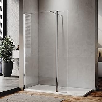 ELEGANT 800mm Walk in Shower Enclosure 8mm Easy Clean Glass Wet Room Screen Panel with 1400 x 800 mm Shower Tray and 300mm Return Panel