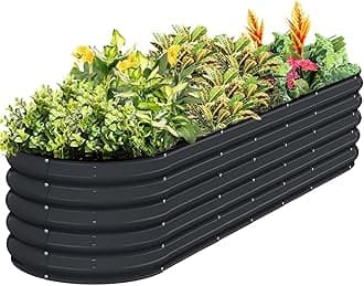Kesfitt Raised Garden Bed Kit,Outdoor Galvanized Planter Large Metal Raised Boxes Grey 8x2x1.5FT