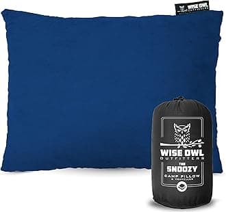 Wise Owl OutfittersCamping Pillow Compressible Foam Pillows – Use When Sleeping in Car, Plane Travel, Hammock Bed & Camp – Adults & Kids - Compact Small & Large Size - Portable Bag - SM Blue