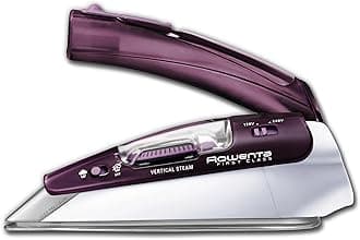 Rowenta DA1560 Travel-Ready 1000-Watt Compact Steam Iron Stainless Steel Soleplate 120-Volt and 240-Volt, 200-Hole, Purple