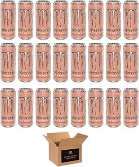 Monster Energy Drink Flavours | Juiced, Zero Sugar, Ultra, Monarch, Fiesta Mango, Strawberry Dreams, VR46, Punch | High Caffeine Sports Energy Drink (Ultra Peachy Keen - 500ml x 24Pack)