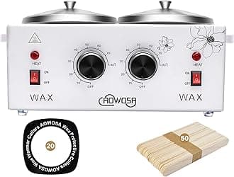 Professional Waxing Kit Wax Warmer Double Pot Wax Heater Machine for Hair Removal, Large Waxing Pot for Spa Salon Beauty Esthetician Home, with Adjustable Temperature Set, 50 Stick & 20 Collar(White)