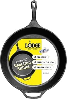 Lodge 13.25 Pre Seasoned Inch Cast Iron Skillet. Large Classic Cast Iron Skillet for Family Size Meals