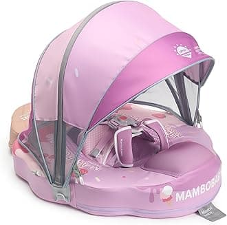 – Baby Swim Float with Canopy, Non-Inflatable Solid Baby Float, Upgrade Soft Waterproof Skin-Friendly Leather Material Infant Swim Float for Boys and Girls Infant/Baby/Toddler