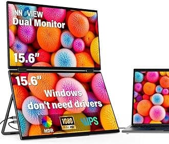 Dual Portable Monitor 15.6" 1920x1080 Dual Stacked Foldable Monitor | 315° Screen Adjustment | USB-C/HDMI Dual Screen Monitor for Laptop, Mac, Windows