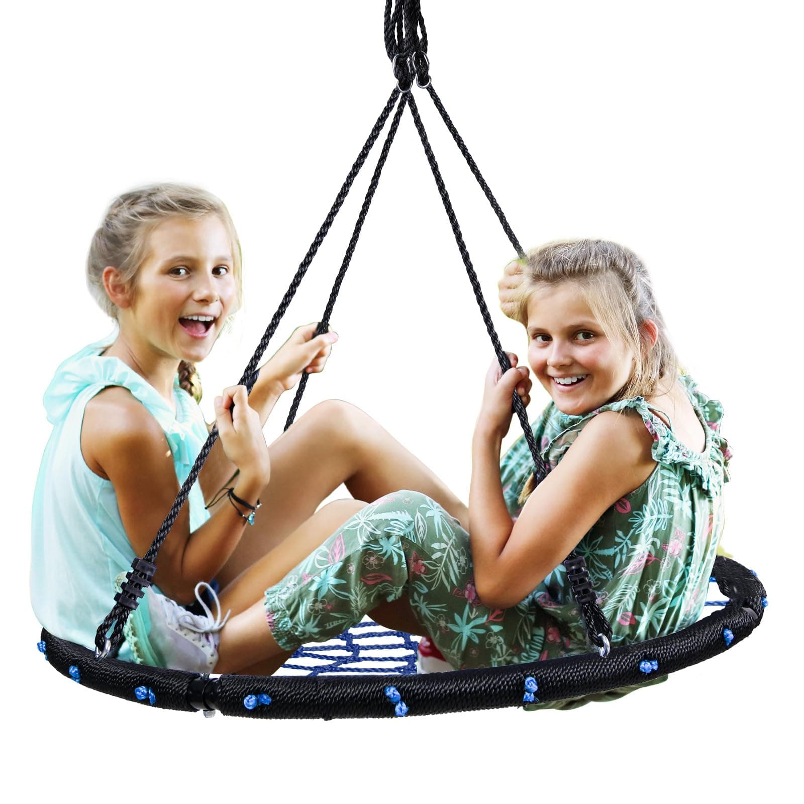 Saucer Tree Swing - 40' Spider Web Net Swing Platform, 70" Detachable Nylon Rope Swivel, Max 600 Lbs Capacity, Extra Safe and Durable for Kids