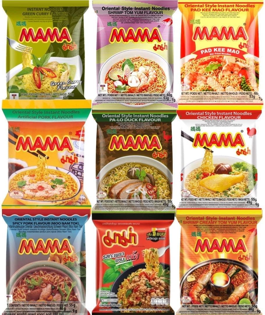 CNMART MAMA Instant Noodles Ramen Assorted Bundle 5 Different Flavours (Pack of 9)