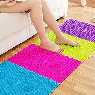 2PCS Foot Massage Acupressure Mat - Reflexology Walking Toe Plate Pad, Bathroom, Yoga, Anti-Slip, Outdoor Game Punishment Mat (Pink)