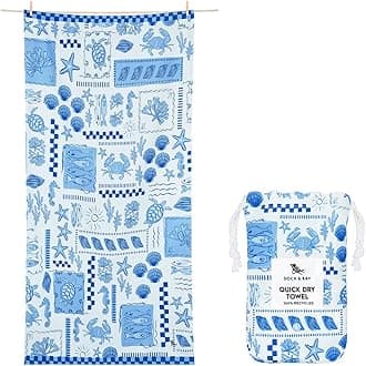 Dock & BayBeach Towel - For Travel, Swimming, Camping, Holiday - Super Absorbent, Quick Dry, Sand Free - Compact, Lightweight - 100% Recycled Materials - Includes Bag