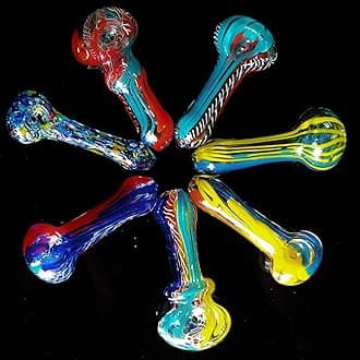 Assorted Multicolored Designer Peanut Glass Smoking Pipe - 8cm
