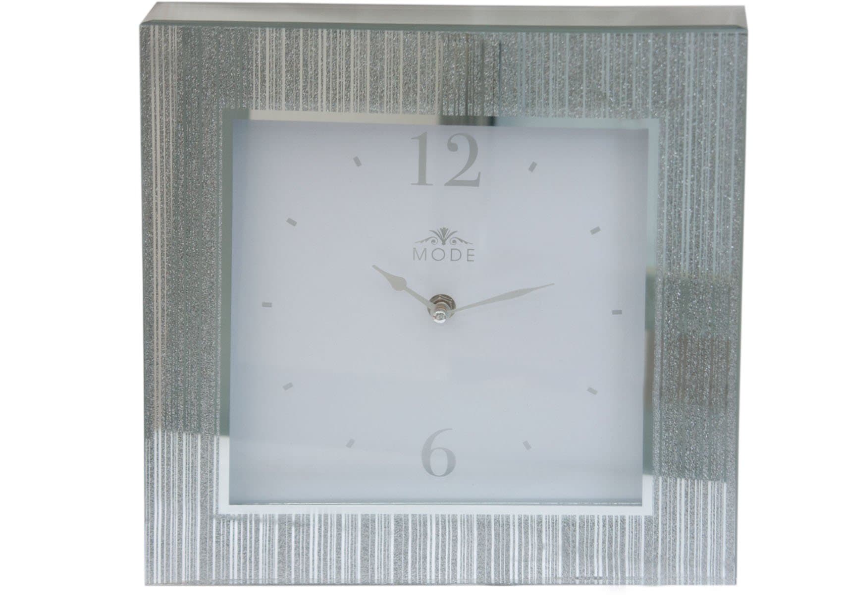 HOME LIVING Square Glitter Mirrored Wall Mantle Clock