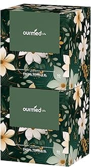 Ourmed Life Disposable Face Towels, Clean Facial Wash Cloth without Lint, Biodegradable Cleansing Dry Wipes, Skincare and Makeup Remover Towels for Sensitive Skin (Unscented, 100Count, Pack of 1)
