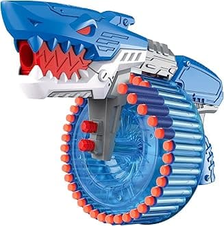Soft Bullet Toy Gun for Boys, Toy Foam Blasters & Guns with 120 Soft Bullets, 40-Dart Rotating Drum, Foam Dart Gun Shooting Games, Shark Toys Birthday for Kids, Teens Adults 6+