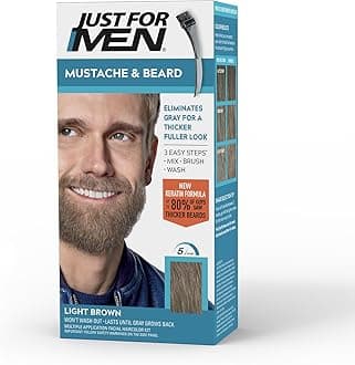 Mustache & Beard multiple uses Beard Dye for Men with Brush Included, With Keratin Biotin Aloe and Coconut Oil for Healthy Facial Hair - Light Brown, M-25, Pack of 1 (Packaging May Vary)