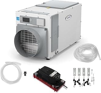 E080 Whole House Dehumidifier for Basement & Crawl Space – 80-Pint High-Capacity Commercial Dehumidifier for Homes Up to 4,400 Sq. Ft. with Pump, Drain Hose, & Hanging Kit for DIY Install