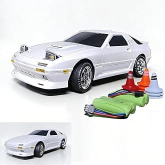 Skymaker Mazda RX7-FC RC Drift Car - 1:18 LDRC RWD Remote Control Car with Two Batteries & Metal Drive Shaft, Easy to Drift for Adults Indoors Racing(White with Gyro)