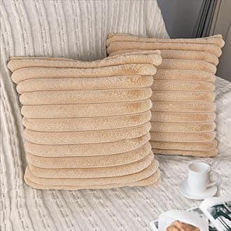 2 Pack Pillow Covers, 20x20 Faux Fur Square Throw Pillow Covers for Living Room Decorations Throw Pillow Case, Throw Pillow Cover Cushion Cover for Home Sofa Bedroom Car, Khaki