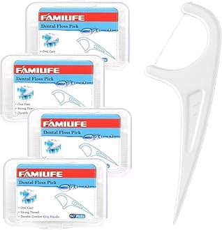 FAMILIFE Floss Picks, 240 Count Unflavored Dental Floss Picks, Tooth Picks Flossers with 4 Travel Handy Cases, Helps to Fight Tooth Decay and Keep Your Teeth Clean, Floss Sticks for Family
