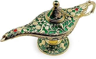 Classic Vintage Collectable Rare Legend Aladdin Magic Genie Costume Lamp Home Table Decoration & Gift, Golden Green