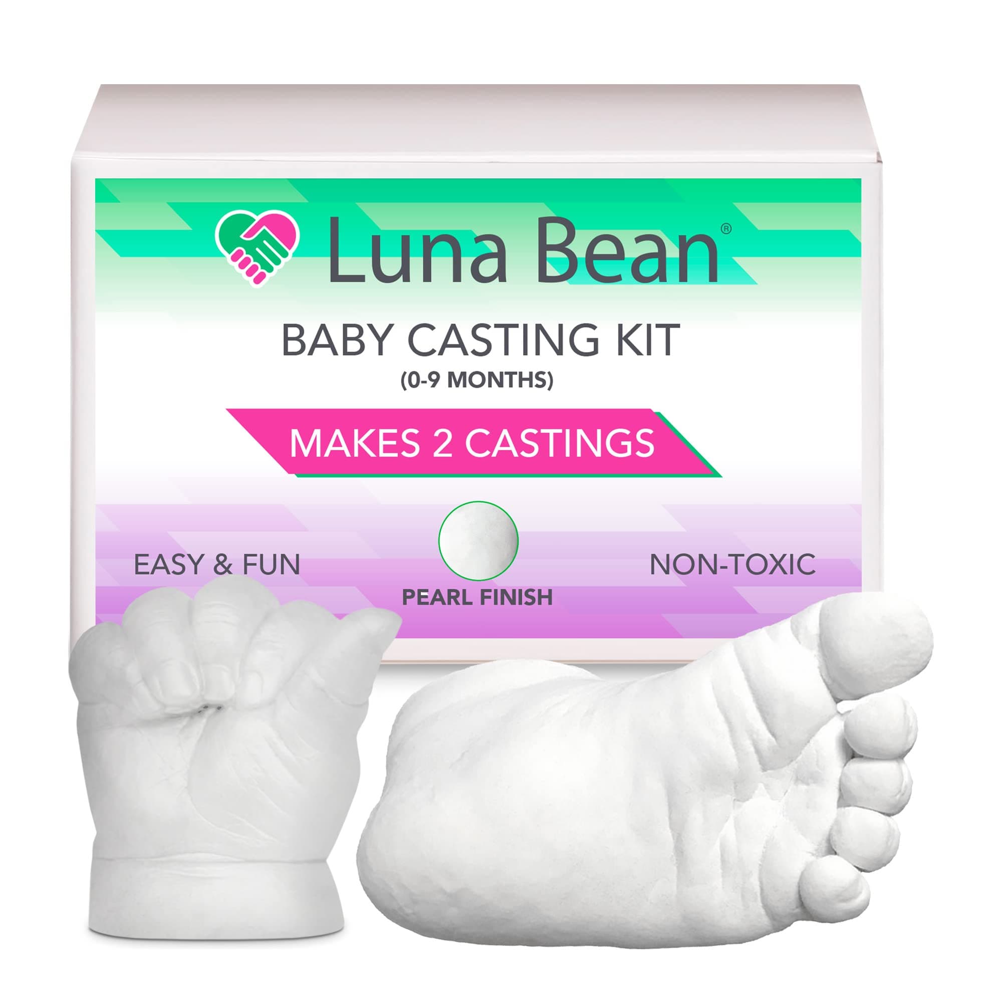 Luna Bean Infant Plaster Statue Casting Keepsake Kit - Cast Baby Hand & Foot (Pearl) by Casting Keepsakes