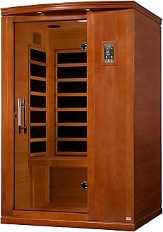 DYNAMIC SAUNAS Venice Elite 2-Person Ultra Low EMF FAR Infrared Sauna with Red Light Therapy & Bluetooth Speakers | Personal Indoor Dry Heat Sauna for Home & Gym – Made from Canadian Hemlock, Portable